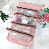 [伟菊]刘亦菲同款化妆包ins收纳包便携外出随身大容量学生女 [纯色款]藕粉色