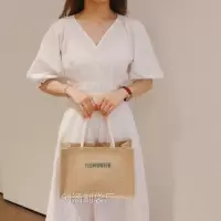 无印同款MUJI麻布手提收纳购物环保亚麻覆膜防水布袋清新日系ins 大号:我提麻袋都好看
