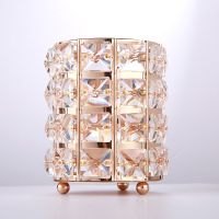 欧式水晶金属化妆刷收纳筒刷子眉笔收纳盒透明整理盒笔刷桶置物架 金色笔刷筒