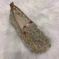 网面渔夫鞋一脚蹬懒人鞋2021新款舒适单鞋麻底平底鞋亮片女鞋休闲 金色 偏小 41