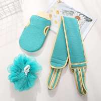 搓澡巾强力去污搓拉背条搓澡神器后背不求人搓澡巾女无痛成人批发 青色[双面磨砂]* [包边款]+沐浴花+[贊*]