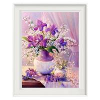 新款5D钻石画2019小幅点粘满钻砖石秀贴钻十字绣客厅简约现代紫花 [满钻全贴]30X40CM送全套工具