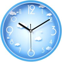 巴科达静音挂钟客厅钟表卧室挂表现代时尚石英钟家用创意简约时钟 蓝云朵 清仓款