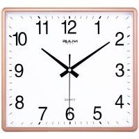 方形电子钟表挂钟客厅静音家用简约大气创意时尚免打孔挂墙石英钟 金色普通款(B) 22X22厘米