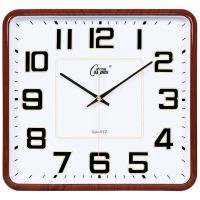 康巴丝钟表夜光静音挂钟现代简约客厅电子钟石英钟表卧室家用挂表 普通款(无夜显显示) 咖木色(38*35CM)