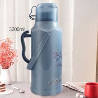 明晶中国风热水瓶简约国画风半透明盖便携式暖水瓶家用宿舍办公室 外壳3.2L(外壳+瓶塞) 树花灰色(破损包赔)