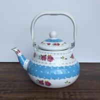 特厚珐琅搪瓷壶泡茶壶咖啡壶平底烧水茶壶煤气电磁炉燃气通用水壶 2L 兰色壶 [1个装]