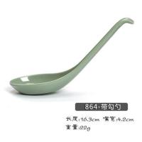 A5蓝青花快餐汤匙塑料长柄勺密胺勺子小汤勺仿瓷餐具餐厅饭店调羹 B款 带勾勺(864),10个装