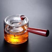 木侧把玻璃茶壶耐高温加厚玻璃煮茶器功夫泡茶壶小青柑专用泡茶壶 500ml直率木侧把茶壶.