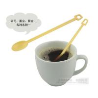 一次性咖啡勺 搅拌勺 塑料咖啡羹勺子调棒 品尝勺搅拌棒 500支/包 黄色