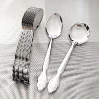 勺子不锈钢加厚调羹勺家用成人吃饭勺长柄喝汤勺铁勺子商用学生 棉花尖勺子 5支装