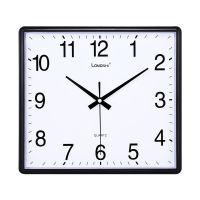 静音挂钟客厅卧室钟表时尚简约挂表万年历长方形创意大号石英钟 22*22厘米 方形黑色 普通款