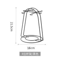 欧式咖啡杯架子4杯6杯花茶杯水杯铁艺挂架简约家用金色收纳置物架 黑色4杯收纳架 均码