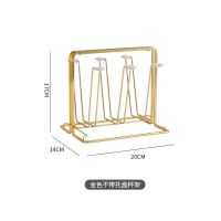 铁艺杯架轻奢杯子收纳置物架水杯架倒挂玻璃杯托盘沥水奶瓶沥水架 轻奢金杯架[单独杯架]