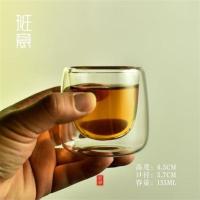 班意耐高温玻璃品茗杯双层玻璃杯防烫隔热透明喝茶小茶杯花茶杯 彩虹国度(双层防烫品杯)