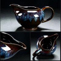 沙金茶壶家用现代简约陶瓷侧把壶茶叶罐洗杯碗功夫茶道茶具零配 流沙金-公道杯