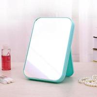 日系原宿风补妆镜化妆镜圆形学生台式公主镜桌面饰品收纳梳妆镜子 方形蓝色