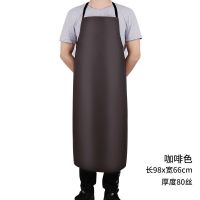 皮革围裙防水防油软皮水产加厚耐磨男女士厨房加中长款耐酸碱围兜 棕色 78*66cm[买一件送一件]