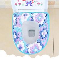 [1/2只装]冬季加厚防水加绒马桶垫子厕所坐垫通用防水座便器垫 蓝色[1个] 大花粘扣款