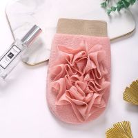 浴花双面搓澡巾强力搓泥洗澡神器不伤皮肤沐浴手套无痛洗浴用品女 少女粉 24*14