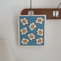 ins可爱木浆棉抹布洗碗布干湿两清洁用吸水吸油不掉絮百洁布杯垫 荷包蛋 19*17cm
