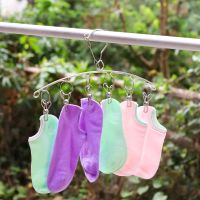 宿舍必备防风加粗不锈钢多夹子晾衣架子家用晒衣服袜子神器衣架挂 3.0粗外防风6夹[1个装]