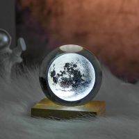 发光水晶球月球小夜灯生日礼物女生闺蜜创意男朋友同学特别有意义 6cm球+木底座 月球(收藏送礼袋)