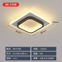 简约过道走廊玄关灯入户背景墙衣帽间床头温馨阳台三色暗装明装灯 黑色白底方形 24*24*5