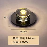 led过道灯走廊灯玄关灯圆形射灯水晶灯吊顶天花灯孔灯门厅灯筒灯 黑色款(led5瓦+暖光)暗装