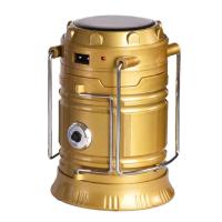 户外多功能太阳能超亮七彩蓝牙音响帐篷灯露营灯应急灯马灯小夜灯 5800太阳能(手电筒+马灯)金色