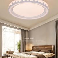 卧室灯现代简约家用个性圆形温馨浪漫女生房间led吸顶灯主卧灯具 白色---三色光