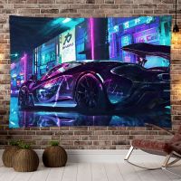 夜色跑车汽车背景布ins挂布宿舍装饰物酷炫跑车卧室床头布置墙布 01 宽60高40(送安装包)