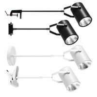 展会展厅长臂长杆ledcob射灯伸缩杆展览广告轨道式夹子服装店射灯 固定杆30cm虎口夹10瓦白光黑色壳