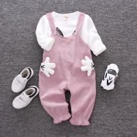 灯芯绒背带裤套装 长袖洋气春秋装女童1-4岁两件套女宝宝婴儿衣服 白色 洋气背带兔子套装 100 收藏宝贝和店铺-优先发