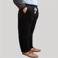 老人加厚加绒棉裤外穿灯芯绒松紧高腰中老年男装冬爸爸长裤保暖裤 黑色灯芯绒 29码(XL)合适身高160以下