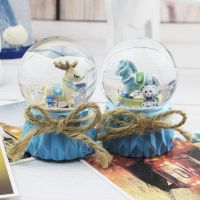带雪花闪灯水晶球摆件音乐盒八音盒送男女生闺蜜儿童圣诞生日礼物 45#木马麋鹿单个随机彩灯无音乐 普通包装