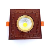 双头实木射灯客厅卧室桶灯木艺过道玄关筒灯10X20古典嵌入式孔灯 单头正方长城3W白光