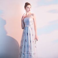 气质晚礼服裙2021新款宴会优雅吊带长款高贵显瘦年会主持人女名媛 白色 S