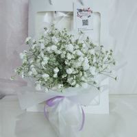 满天星永生干花格格熊许愿兔生日小花束情人节礼物送老师闺蜜女友 白色满天星 不加许愿兔