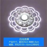 LED水晶过道灯客厅进门过道灯玄关灯门厅走廊LED射灯筒灯 3瓦led球泡+侧白光 暗装需开孔5-10厘米