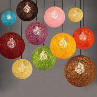 麻球吊灯藤艺球形个性服装店网吧台吊灯餐厅创意圆球ins复古鸟巢 米黄色 球径15cm+线长1米白色