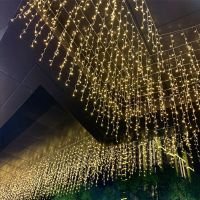 led彩灯窗帘闪灯星星灯串满天星冰条场景户外工程防水装饰布置灯 暖色 长3.5米下垂0.5米[波浪款]