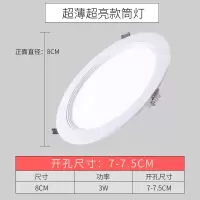 led超薄筒灯嵌入式天面板灯花灯洞灯吊顶格栅灯桶灯3W/9W/18W射灯 2.5寸3瓦 [开孔7-7.5] 白光