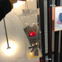 单支香皂花玫瑰小花束木棉花干花伴手礼公司活动拍照道具装饰礼物 升级版红玫瑰+灯+袋+卡片