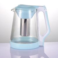 花茶绿茶壶家用玻璃耐热大容量2升泡茶水壶不锈钢过滤茶具套装 蓝色(19001B)