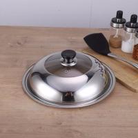 不锈钢锅盖家用炒菜锅盖子32cm34cm36炒锅通用可视锅盖钢化玻璃盖 28厘米[塑料把手]