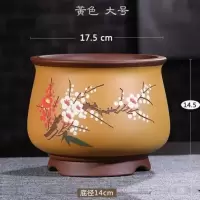 紫砂花盆家用发财树花盆麦子茶舍陶瓷花盆特大花盆室内创意聚宝盆 点彩款 明黄色 单个大号 自选