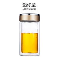 耐高温双层玻璃杯透明泡茶杯男女式微保温水杯办公杯子带盖大容量 180小MINI 双层玻璃花色混发