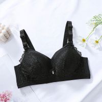内衣女无钢圈大胸显小文胸罩大码聚拢调整型收副乳防下垂夏超薄款 大气黑(单件) 34/75A