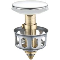 洗手盆弹跳过滤芯不锈钢防堵提篮台盆下水器按压水塞子毛发过滤网 弹跳过滤芯